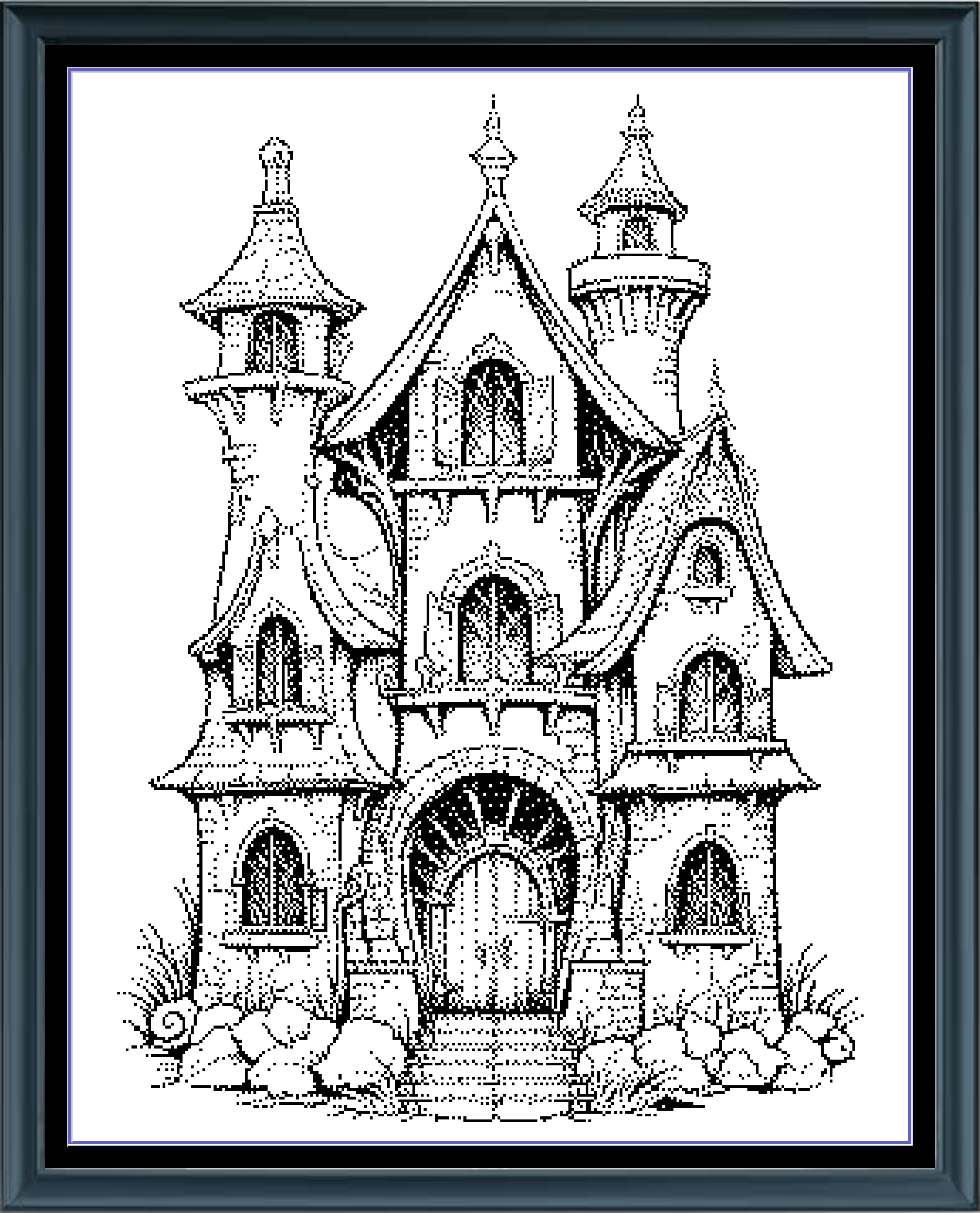 Stitching Jules Design Cross Stitch Pattern Fantasy House Monochrome Sketch Counted Cross Stitch Pattern Digital Download